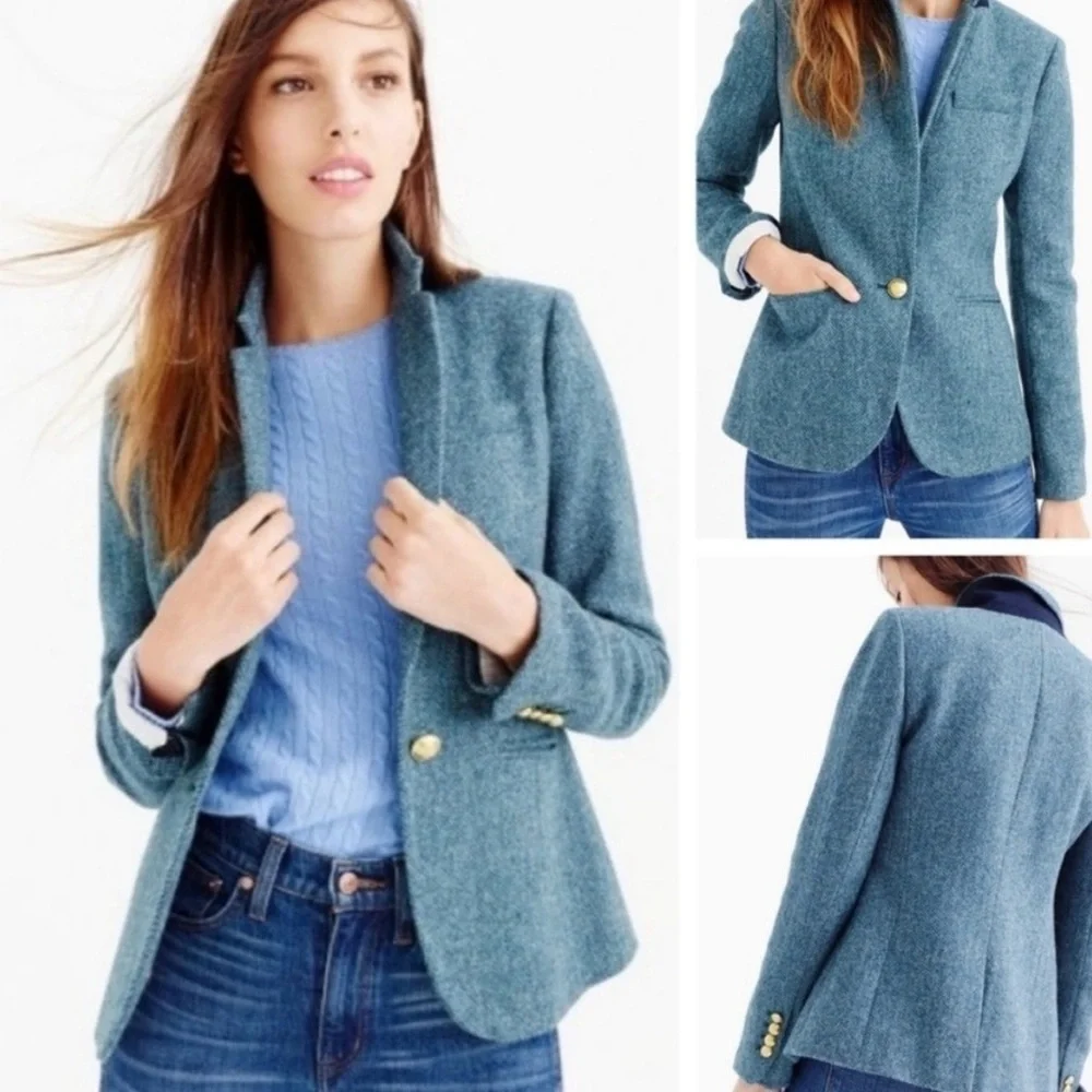 J. Crew Blue Herringbone Campbell Blazer - Picture 1 of 10